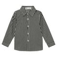 thumbnail image 2 of Hjtefg Boys Girls Long Sleeve Striped Button Down Casual Dress Shirt British Style Red Blue Stripe Pleated formal Blouse for Kids,Color: 2-Dark Gray Size: 5-6 Years, 2 of 4