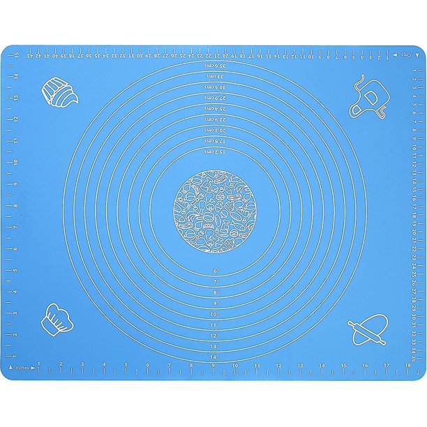 Estera De Silicona Para Hornear Para Masa De Pastelería Con Medidas, 19.7" X 15.7" Sin Bpa Antiadherente Y Antideslizante Hoja De Mesa Azul Suministros Para Hornear Para Hornear