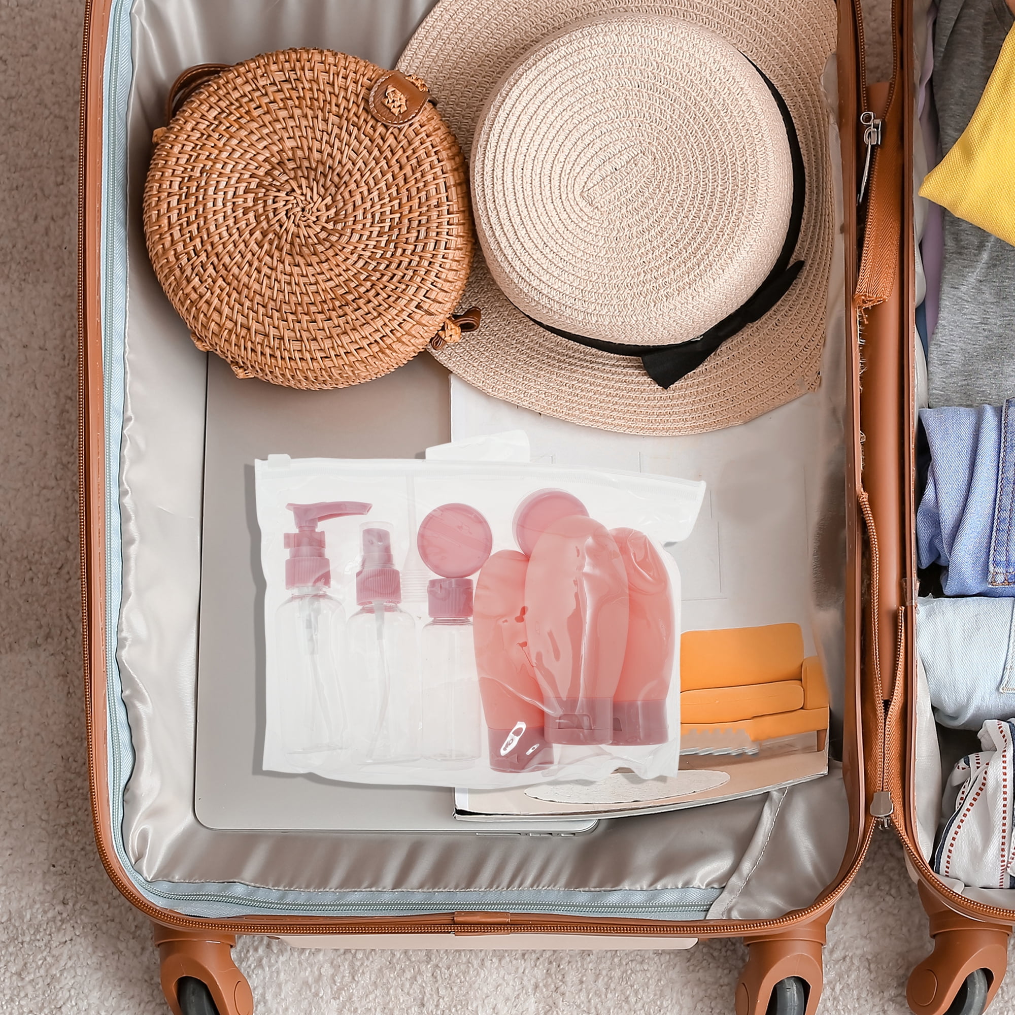 Unique Bargains Travel Container Set of 11 Pcs Gray, Pink
