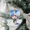 thumbnail image 3 of Hello Winter Bichon Frise Frosty Morning Walk Welcome Snowy Christmas Ceramic Round Ornament Bichons Dog Lovers Gifts Idea Home Tree Decor - 02018, 3 of 5