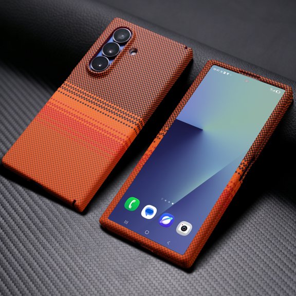 TECH CIRCLE Magnetic Case for Samsung Galaxy Z Fold 7 ,Hinge Protection PC Case Built-in Front Screen Protector Compatible with Mag Safe Cover - Orange
