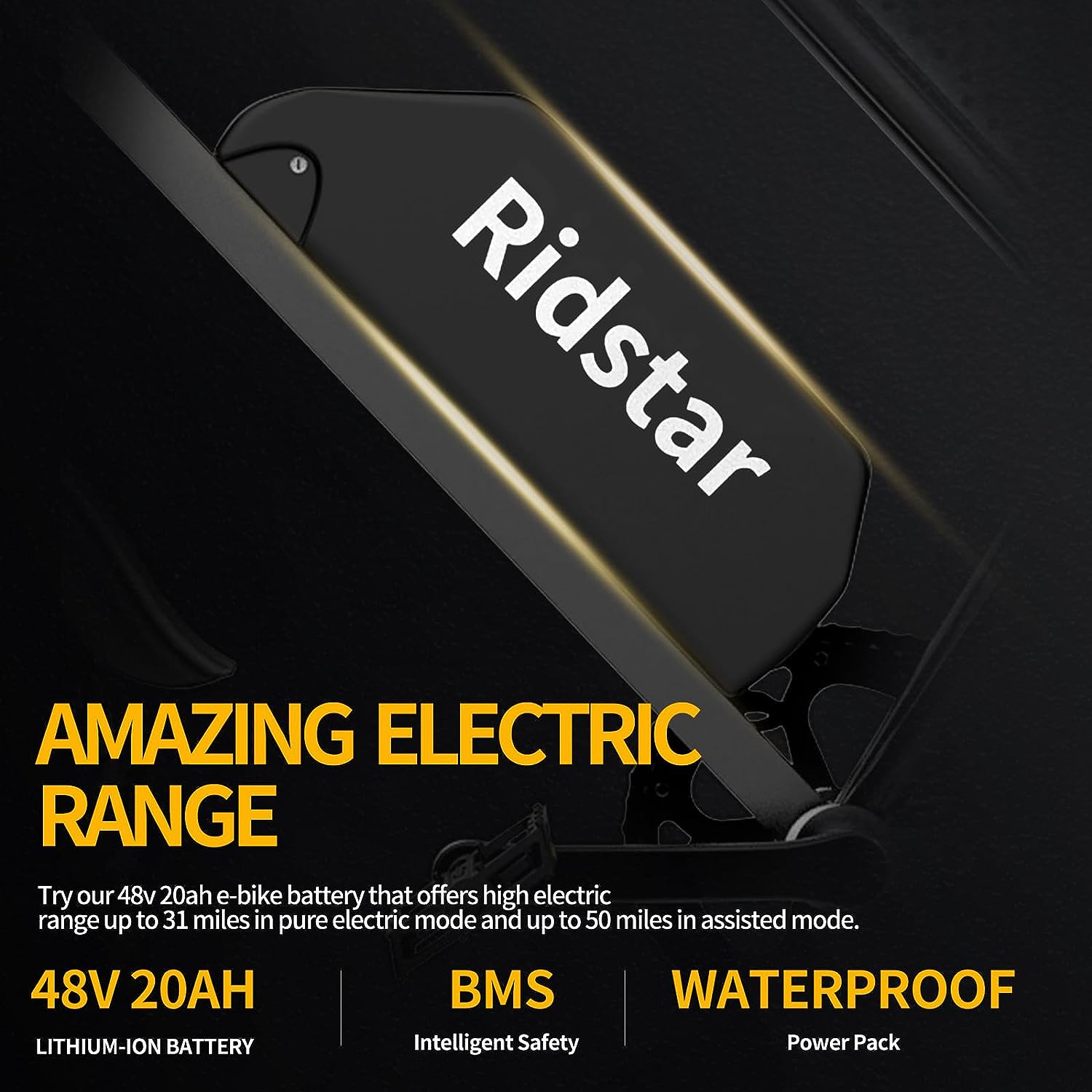 Ridstar Electric Bike for Adults ,1500W 48V/20Ah Up to 33MPH/50Miles,20" Fat Tire Mountain Bike UL2849