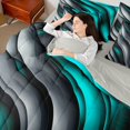 thumbnail image 4 of Homewish Teens Female Men Gradient Geometric Lines Bedding Comforter Set 7 Pieces,Ombre Vintage Aesthetic Full Bedding Set Lightweight,Abstract Stripes Fitted Sheet Flat Sheet, 4 of 8