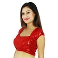 thumbnail image 1 of Designer Stitched Ready-Made Dense Sequins Party Wear Red Blouse Crop-Top, 1 of 3