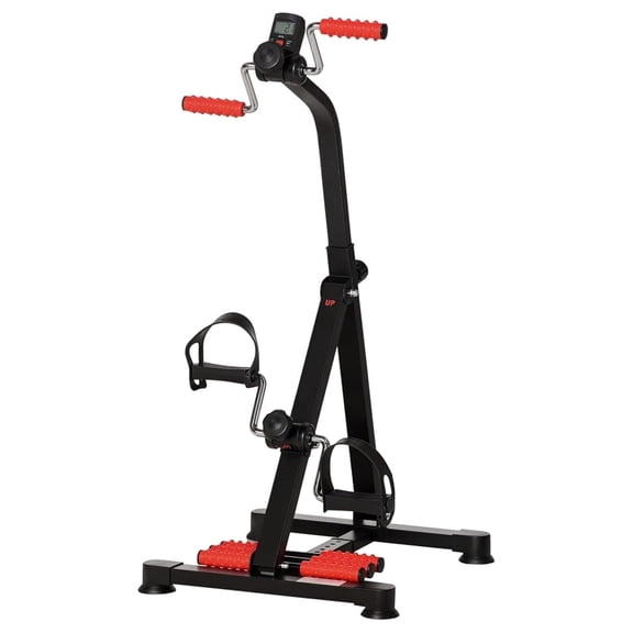 Pedal Exerciser, Hand Arm Knee and Leg Exercise Machine for Seniors, Height-Adjustable, with LCD Display and Foot Massage