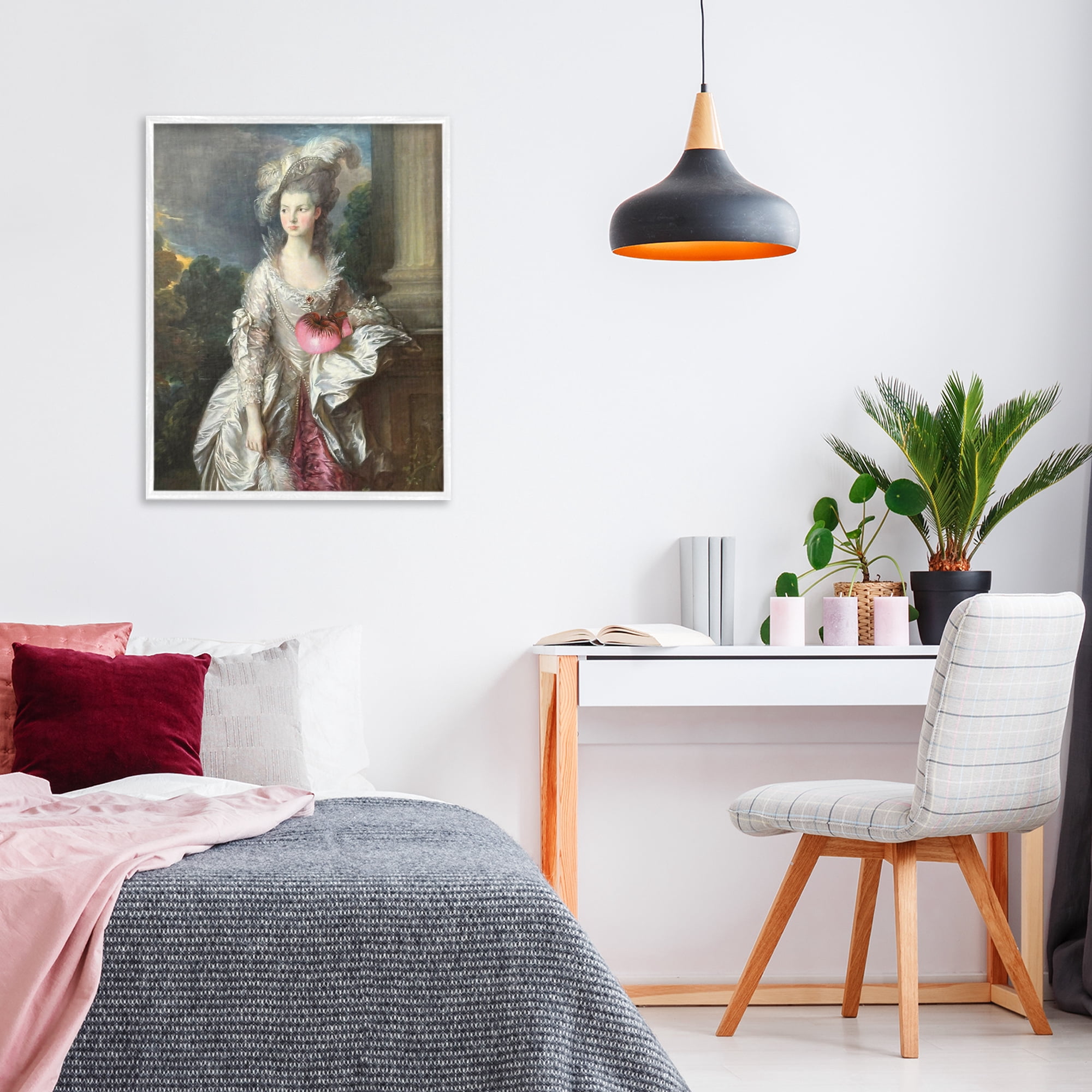 Stupell Industries Historical Lady with Boxing Glove White Framed Giclee Art, design by Grotto Studios