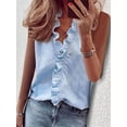 thumbnail image 4 of Womens Tank Tops Ladies Summer Dressy Sleeveless Business Casual Blouses Office Work Shirts Blue XL, 4 of 5