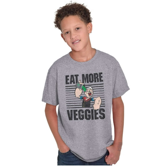 Eat More Veggies Popeye The Sailor Crewneck T Shirts Boy Girl Teen Brisco Brands XS