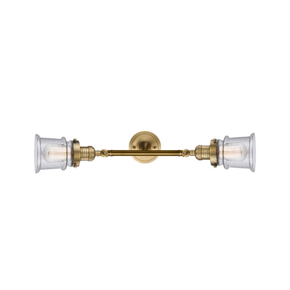 Innovations 208L-BB-G184S-LED Small Canton 2 Light Bath Vanity Light part of the Franklin Restoration Collection, Brushed Brass