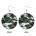 thumbnail image 2 of Round Leathe Dangle Earrings For Women Gray Camouflage Print Circle Shape Drop Earrings Jewelry, 2 of 6