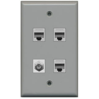 BUPLDET 2 Ethernet 2 Coax Wall Plate - Double Cat6 Ethernet Jacks and Dual  Coaxial Cable TV F-Type Faceplate - White