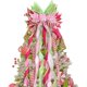 thumbnail image 1 of wonima02 Green and Pink Christmas Tree Topper Wreath Bow Large Christmas Bow Pink Tree Topper for Xmas Ornament Family Wedding Thanksgiving Indoor Outdoor Decoration 44.9 x 11.8 Inch, 1 of 1