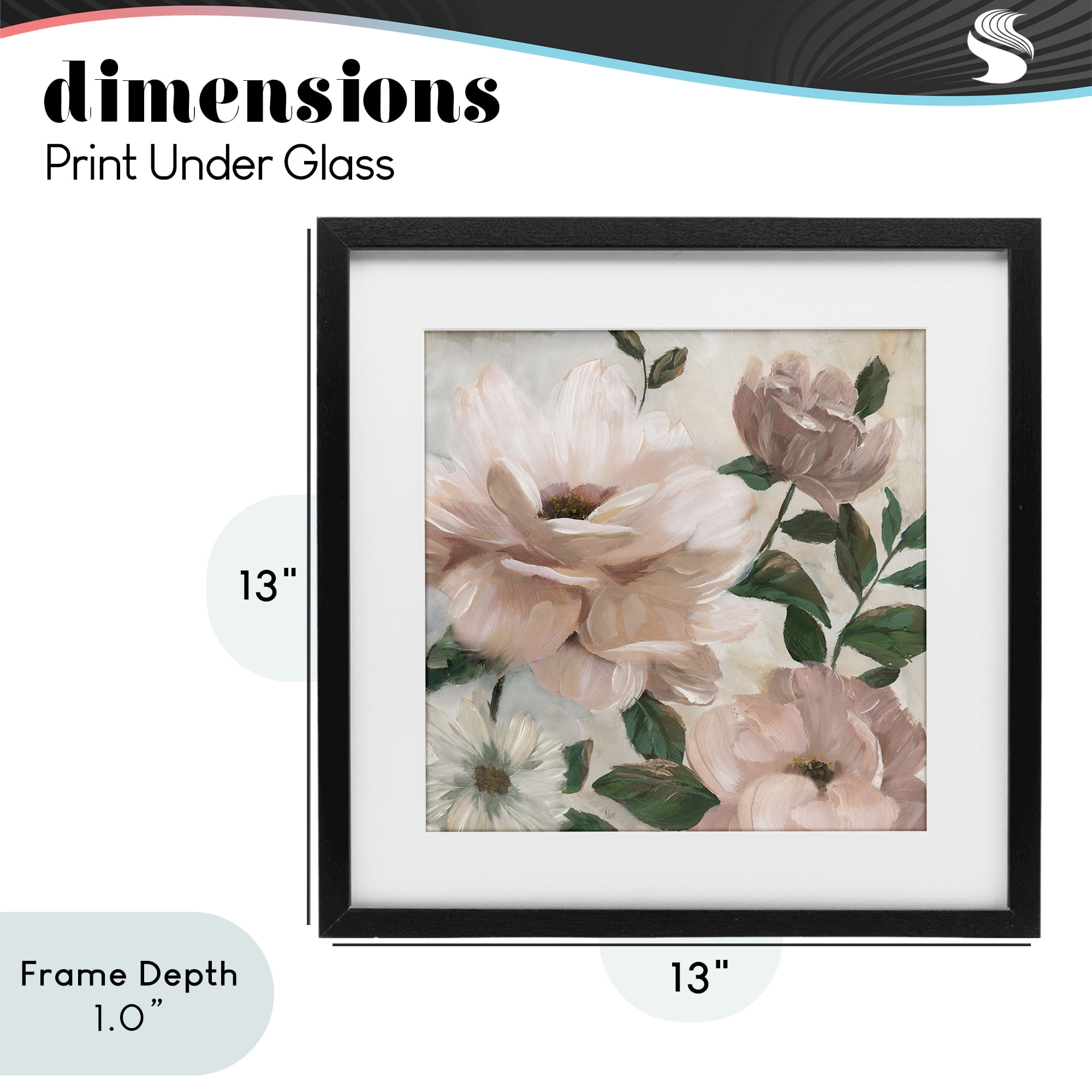 Stupell Industries Budding Blush Peonies & Leaves Black Framed Print Under Glass, design by Nan