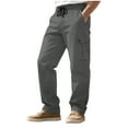 thumbnail image 5 of Lorytime Men's Cargo Pants with Zippers Drawstring Elastic Waist Straight Leg Trousers Outdoors Pants Multi Pockets Outwear, 5 of 8