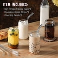 thumbnail image 2 of Drinking Glasses With Glass Straw 4pcs Set - 16oz Can Shaped Glass Cups, Beer Glasses, Iced Coffee Glasses, Cute Tumbler Cup, Ideal For Whiskey, Soda, 2 of 5