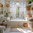 thumbnail image 4 of Blue Beige Coastal Kitchen Curtains 63 Inch Length, Beach Starfish Summer Eucalyptus Retro Tiers Curtains for Living Room Berdoom Bathroom, Light Filtering Drapes Window Treatment 2 Panels 42"Wx63"L, 4 of 8