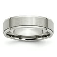 thumbnail image 1 of Stainless Steel Ridged-Edge 6mm Brushed and Polished Band Ring 7.5 Size, 1 of 6