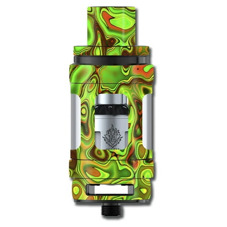 Skin Decal For Smok Tfv12 Cloud King Beast Tank Vape / Green Glass Trippy Psychedelic