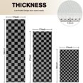 thumbnail image 4 of Gray and Black Checkered Pattern Kitchen Rugs Sets Of 3,Kitchen Runner Rugs Non Skid Washable,Decorative Kitchen Floor Mats for Kitchen,Sink,Laundry,17"x30"+ 17"x47" + 17"x59", 4 of 6