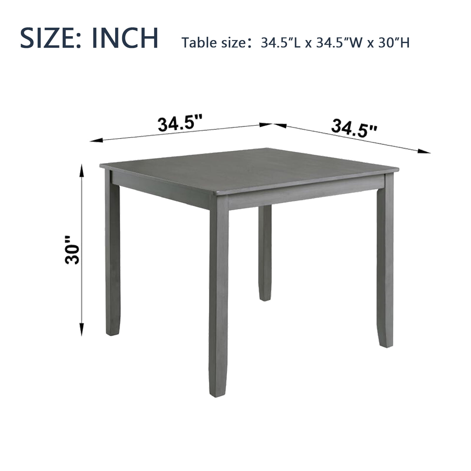 HOQBN Wooden Square Dining Table,34.5" Kitchen Table for 4 People,Farmhouse Kitchen Table for Kitchen & Living Room,