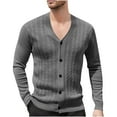 thumbnail image 2 of DPTALR George Men's Cable Knit Cardigan V-Neck Sweater Classic Casual Knitwear with Buttons Dark Gray Big and Tall Men S, 2 of 7