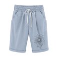 thumbnail image 1 of Pantalones Cortos de Verano para las Mujeres de Cintura Alta Estampado Elástico Cordón de Cintura, Casual Bolsillos Pantalones de Pijama, 1 of 4