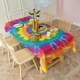 thumbnail image 3 of Yellow Tie Dye Spiral Pattern Rectangle Tablecloth 60"x120",Waterproof Polyester Rectangle Table Cloth, Wipeable Spillproof Polyester Tablecloth for Dining, Camping, Indoor and Outdoor, 3 of 6