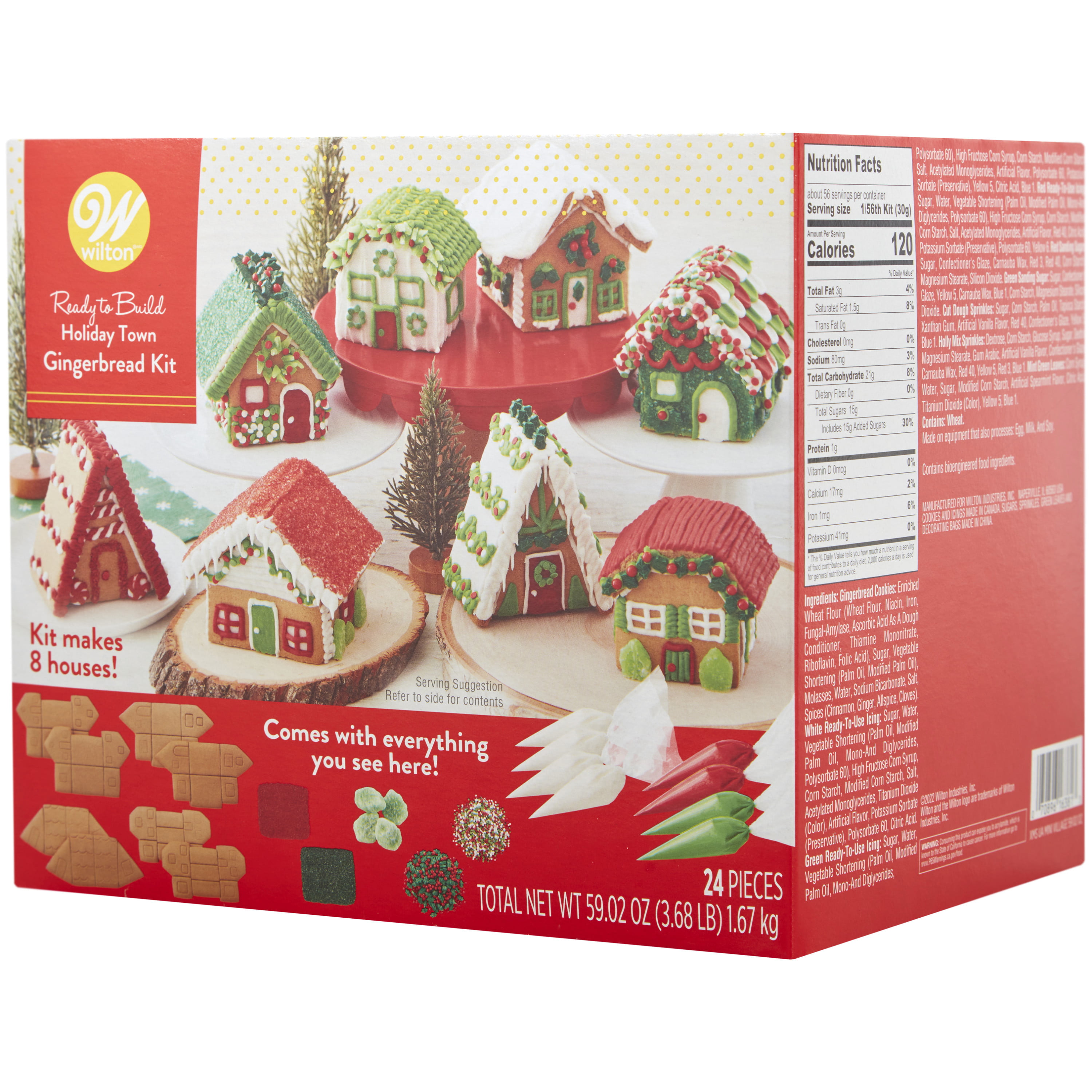 Wilton Built it Yourself Mini Village Gingerbread Decorating Kit to Make 4  Houses - Christmas Gingerbread House Kit for Adults - 13 Pieces in Total