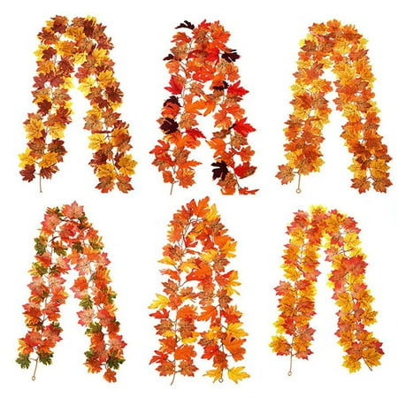 5.7ft Artificial Maple Leaf Garland Vine Fall Leave Autumn Hanging Vine Plants for Wedding Thanksgiving Garden Decor