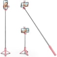 thumbnail image 1 of KOMI Selfie Stick Tripod with Fill Light, Extendable Selfie Stick Tripod with Wireless Remote and Tripod Stand Group Selfies, Live Streaming, Video Recording Compatible with All Cellphones, Pink, 1 of 5