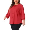 thumbnail image 4 of Agnes Orinda Women's Plus Size St. Patrick's Day Tops Work Round Neck Ruffle Chiffon Blouse Office Top 3X Red, 4 of 5