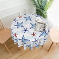 thumbnail image 5 of Coastal Beach Round Tablecloth 60 Inch Wrinkle Resistan Polyester Washable Summer Ocean Navy Blue Starfish Table Cloth Table Cover for Kitchen Dining Room Indoor Outdoor Picnic Patio Party, 5 of 6