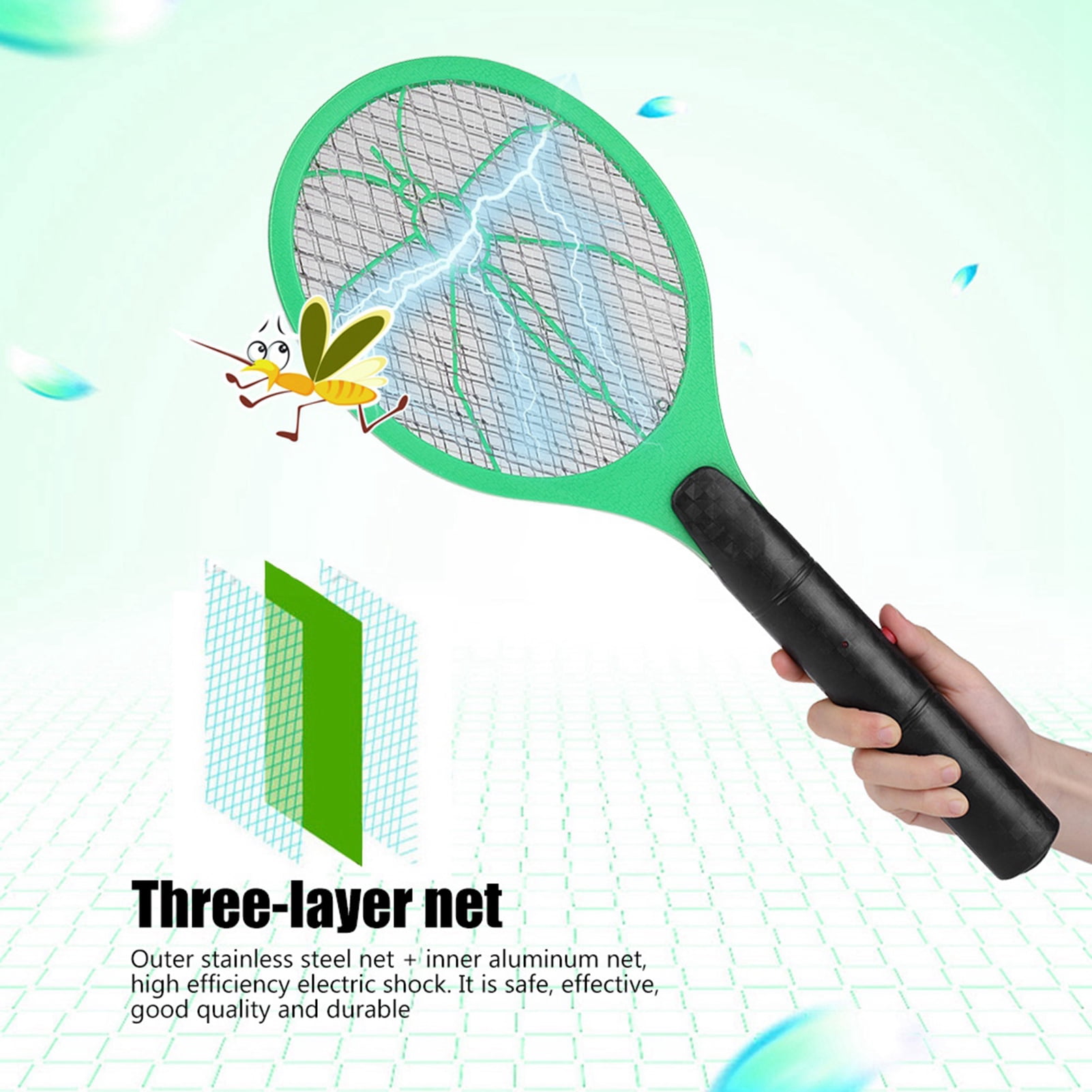 Electric Swatter Electric Fly Swatter Zapper Racket Cordless Battery