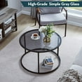 thumbnail image 3 of Round Modern Coffee Table - Tempered Glass Top - Living Room Accent Table, 3 of 9