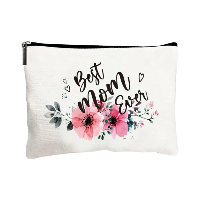 Bolsa de maquillaje de lona con parte inferior, bolsa de aseo de viaje portátil, transferencia de calor DIY para artículos de tocador, regalo del Día