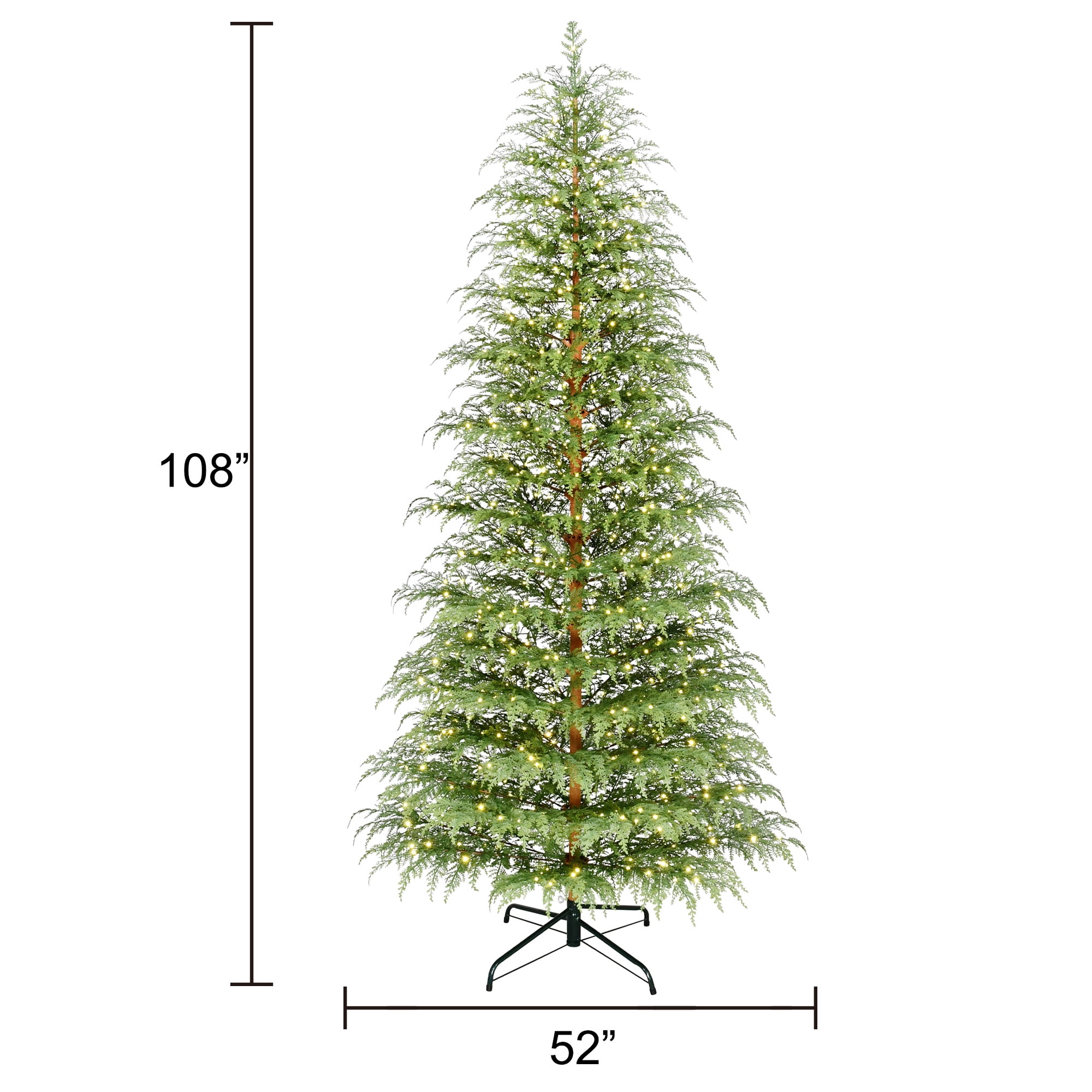 My Texas House 9ft Prelit Green Cypress Artificial Christmas Tree, 600 Warm White Twinkle LED