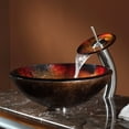 thumbnail image 5 of KRAUS Mercury Glass Vessel Sink in Red/Gold with Waterfall Faucet in Satin Nickel, 5 of 6