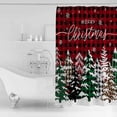 thumbnail image 2 of Fabric Shower Curtain, Merry Christmas Winter Red Green Plaid Leopard Xmas Tree Bathroom Curtain with 12 Hooks Waterproof No Bad Odor Machine Washable Bath Curtains for Bathroom, Spa Room, 72"x96", 2 of 6