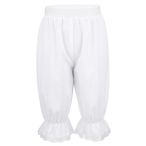 Raenseen Kids Girls Edwardian Victorian Pantaloons Lace Trim Pumpkin Shorts Bloomers Underpant White 16