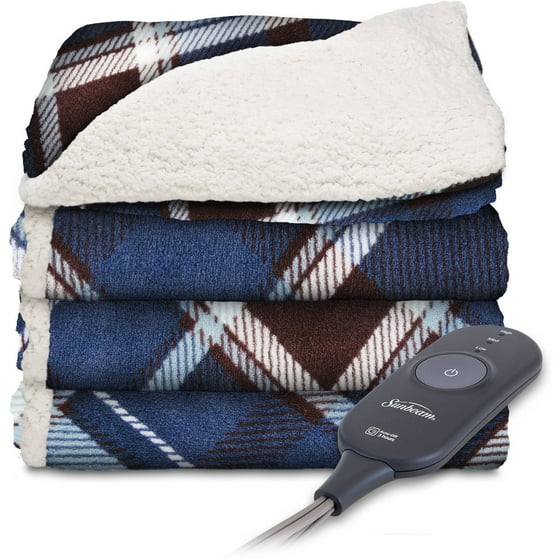 Sunbeam Electric Heated Sherpa Microplush 60" x 50" Throw ...