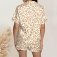 thumbnail image 5 of RMGVDSD Women's Leopard Print Pajama Set With Silk Satin Short Sleeved Button Up Top And Shorts Loungewear Set Two Piece Short Sets Women, 5 of 7