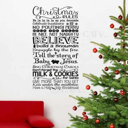 Vinyl Dock - Christmas Rules subway art Vinyl Decal Sticker Lettering Gift idea Snowman Deck the halls Baby Jesus Santa Jolly