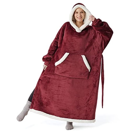 Bedsure Oversized Blanket Hoodie - Long-length Wearable Hooded Blanket  Sweatshirt with Side Split, Belt and Big Hood, Giant Warm Sherpa Sweater  Blanke | Walmart Canada