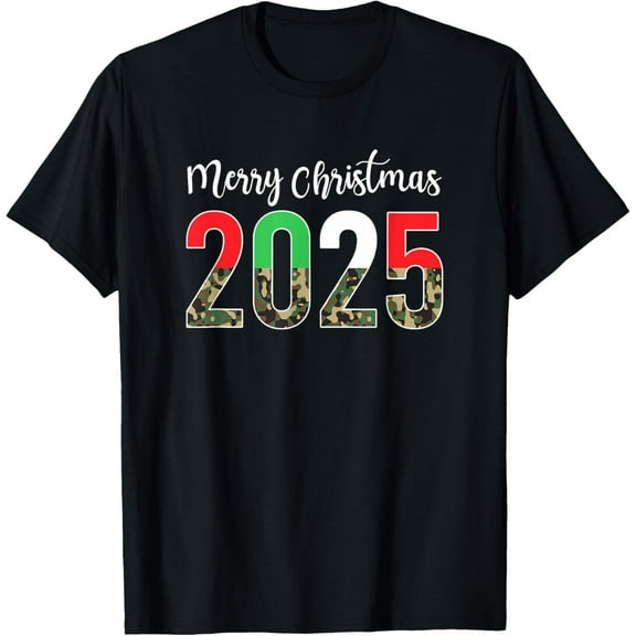 Premium model-Unisex-100% cotton-Merry Christmas 2025 Camouflage Camo Xmas for Men Women T-Shirt