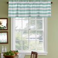 thumbnail image 5 of 2 Panels Aqua Grey White Stripe Valance for Windows, Rustic Modern Turquoise Striped Light Filtering Kitchen Curtains, Rod Pocket Window Treatment Curtain Valances for Living Room Bedroom, 42"x18", 5 of 9