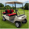 thumbnail image 5 of 10L0L Golf Cart Front + Rear Seat Cover Set for EZGO TXT RXV & Club Car DS 4 Passenger Models,Breathable Washable Polyester Mesh Cloth Seat Cover-Red Black (S+XS), 5 of 8