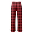 thumbnail image 6 of Men's Pajama Pants Ultra Lightweight Plaid Pjs Bottoms Sleepwear Bottom Pants with Pocket Drawstring Wide Leg Stright Sleep Pants (1-Red, X-Large), 6 of 7