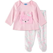 Bon Bebe Girls 0-9 Months Fuzzy Pocket Shirt Pant Set Pink 3-6 Months