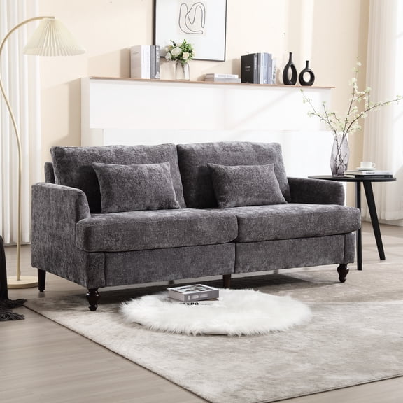 Chenille Upholstery, Removable Cushions - 2-Seat Loveseat for Living Room, Bedroom & Small Spaces