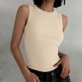 thumbnail image 4 of Women's Ribbed Sleeveless Tank Top, Slimming Knit Pullover Sweater, Solid Color Round Neck Base Layer, Versatile Casual Top, Everyday Basic Beige A, 4 of 5
